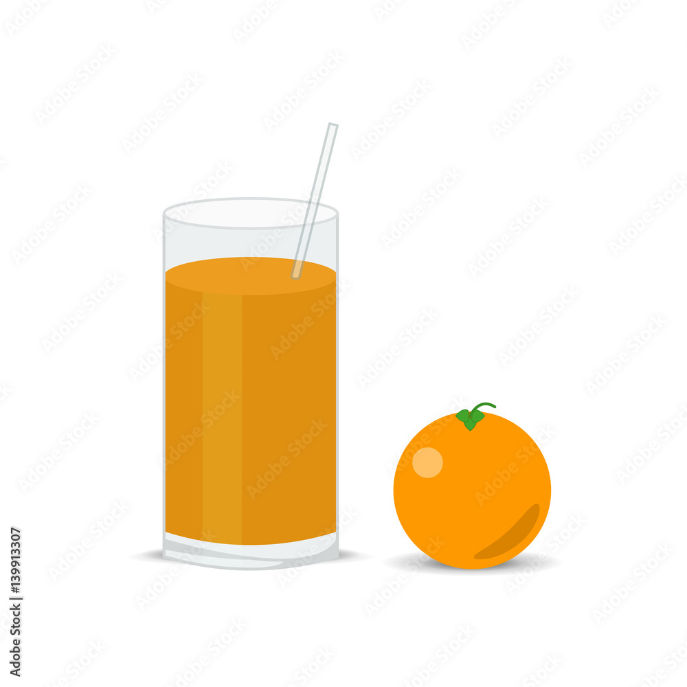 Fresh orange and a glass of juice squeezed