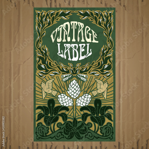 vector vintage items: label Art Nouveau