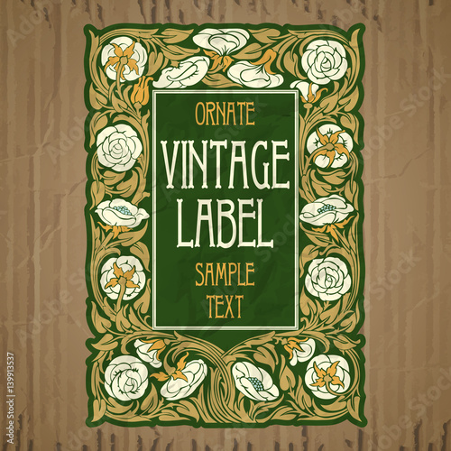 vector vintage items: label Art Nouveau