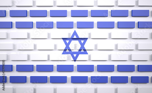 Israelian flag as a brick wall, border protection concept photo