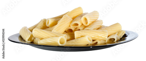 Pasta in a plate on white background