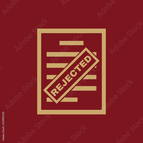 Rejected document icon. Refused, deflected, deviated symbol. Flat design. Stock - Vector illustration