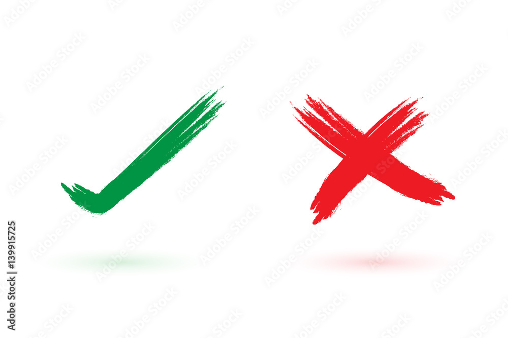 Yes and No, Tick and cross signs, Check mark vector icons Yes and No, Tick and cross signs, Check mark vector icons