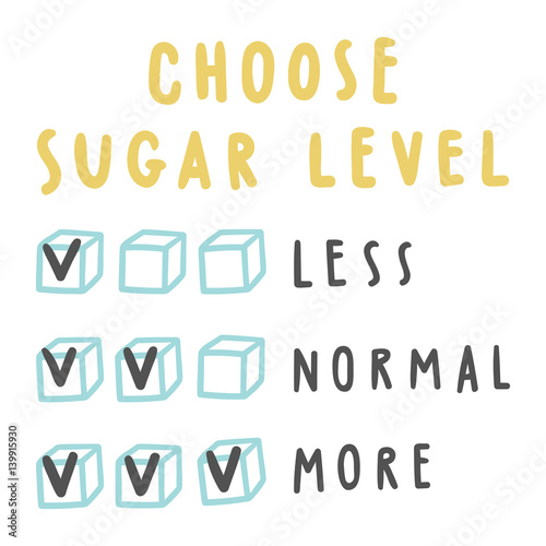 Choose sugar level for drinks. Vector hand drawn illustration