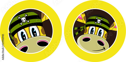 Cute Cartoon Bandana Pirate Giraffe