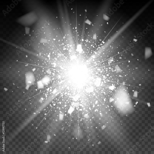 White firework glitter particles on the background. Stardust spark the explosion on a black background. vector illustration 3D, of realistic vector, EPS 10