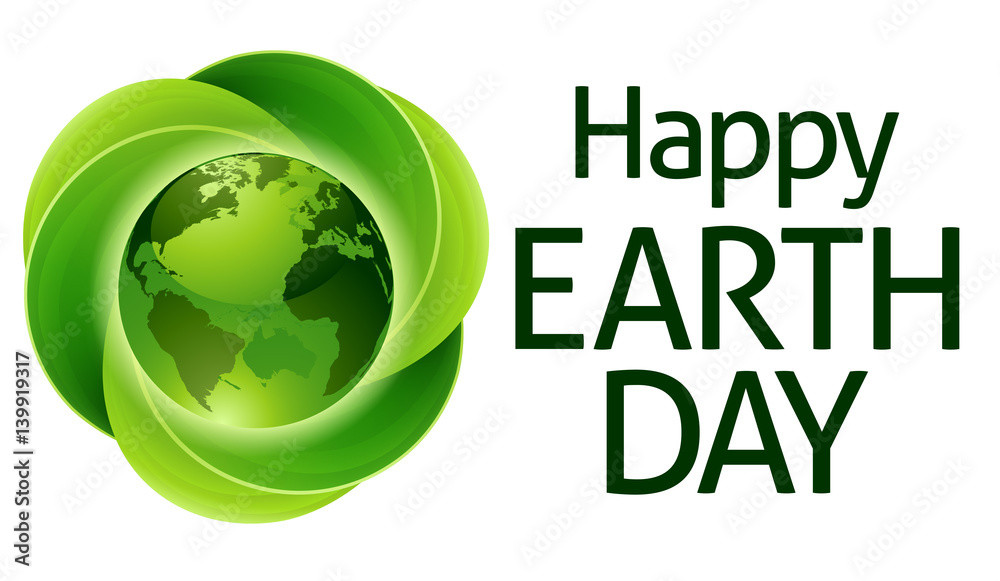 Happy Earth Day Green Leaves Globe Design Happy Earth Day Green Leaves Globe Design