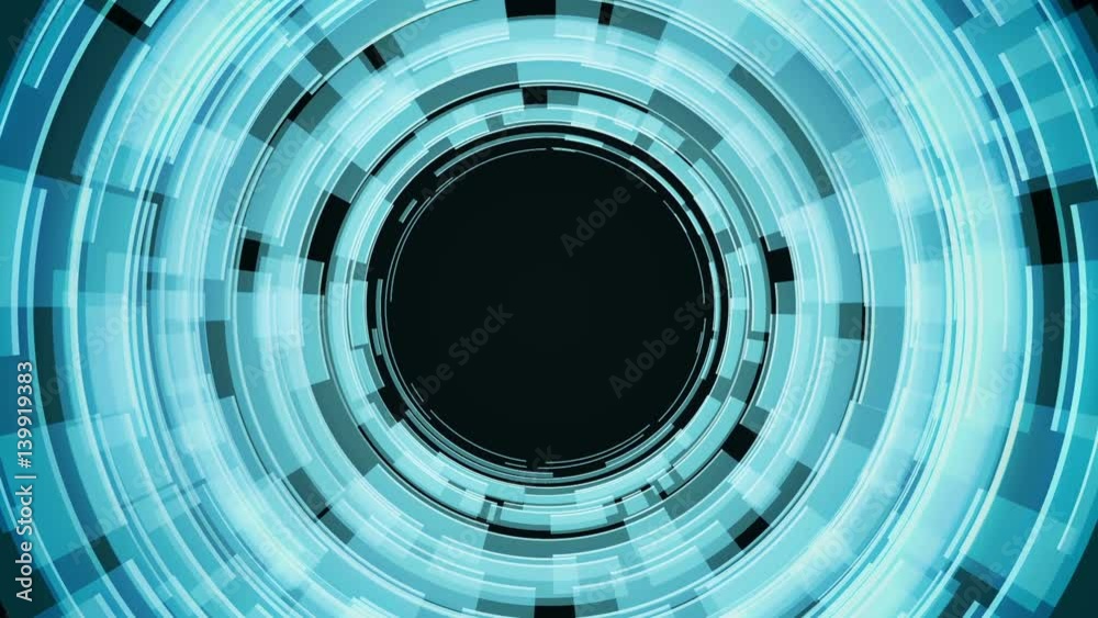 Abstract round geometric background with moving circle tunnel in loop on white background. Abstract round geometric background with moving circle tunnel in loop on white background.
