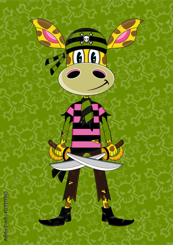 Cute Cartoon Giraffe Bandana Pirate