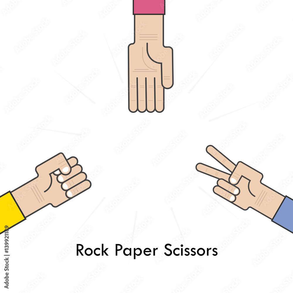 Rock Paper Scissors for it sign.Hand of businessmans with Rock Paper
