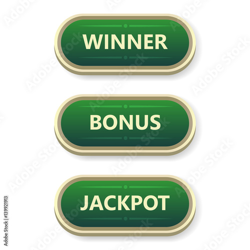 Colorful vector gambling and poker buttons with text.