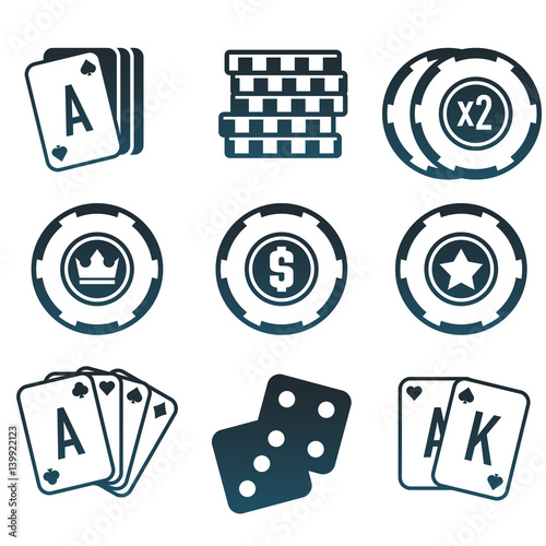 Modern vector set of colorful gambling and casino icons for website or mobile application. Bright and stylish elements for you design.