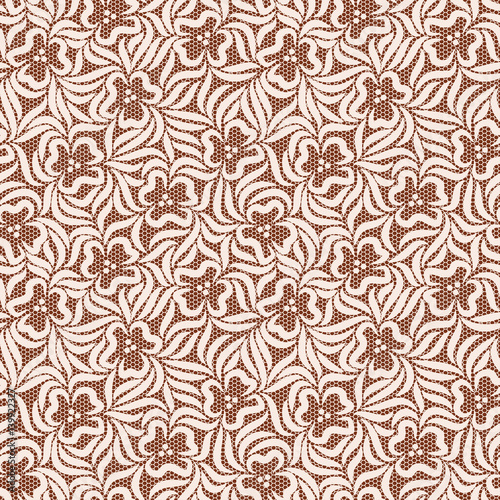 Beige and brown lacy flower seamless background.