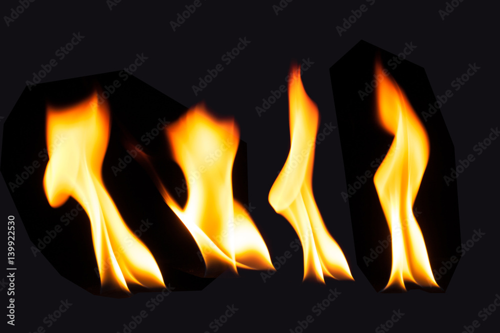 Burning fire flame on black background Burning fire flame on black background