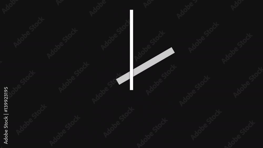 Loopable: Simple rectangle animated clock hands make a full turn moving from 12:00 to 11:49. Loopable: Simple rectangle animated clock hands make a full turn moving from 12:00 to 11:49.