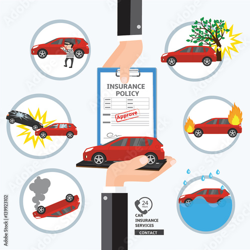 Car insurance service. Safety and protect your life .Hand business agent put document paper approve for customer to confirm the benefits for automobile.