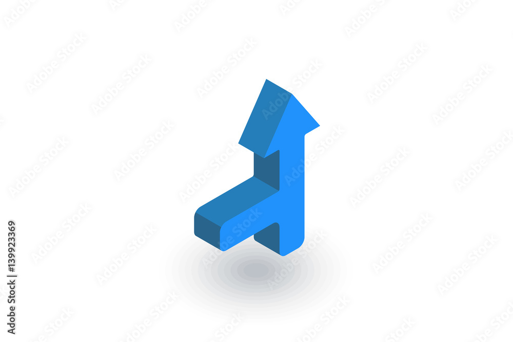 Arrow cross, join left isometric flat icon. 3d vector colorful illustration. Pictogram isolated on white background