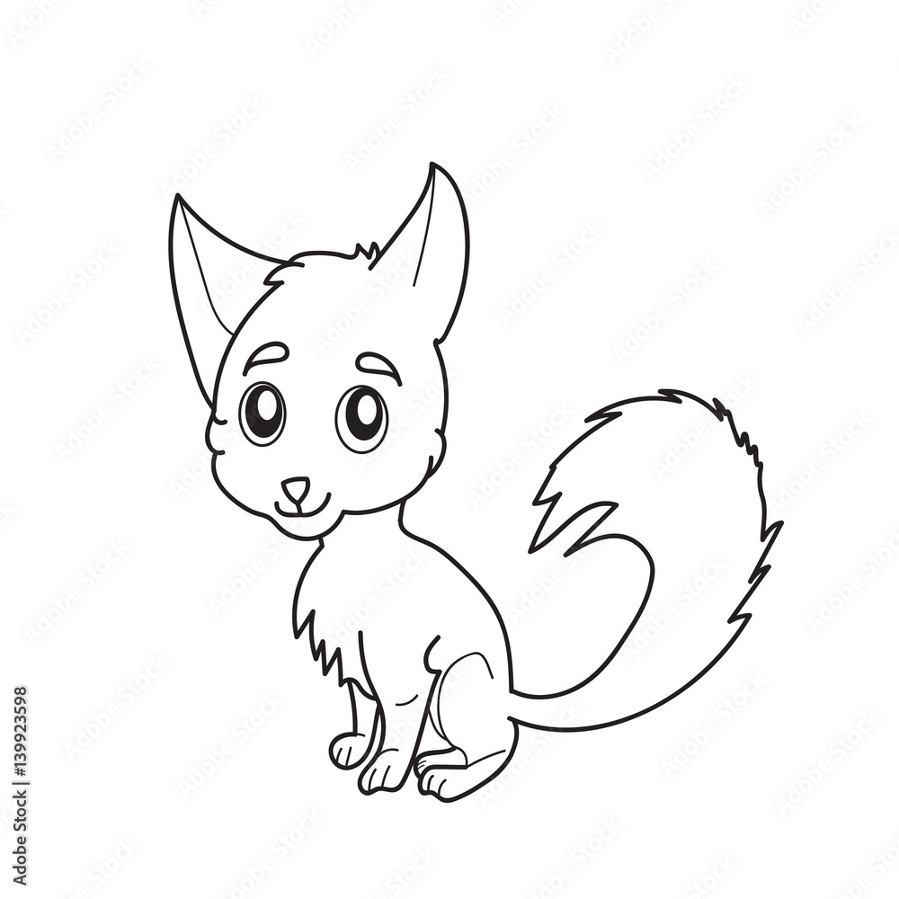 Fox contour coloring character sitting. Fox contour coloring character sitting.
