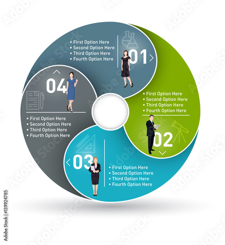 Business circle infographic, diagram presentation with 4 steps