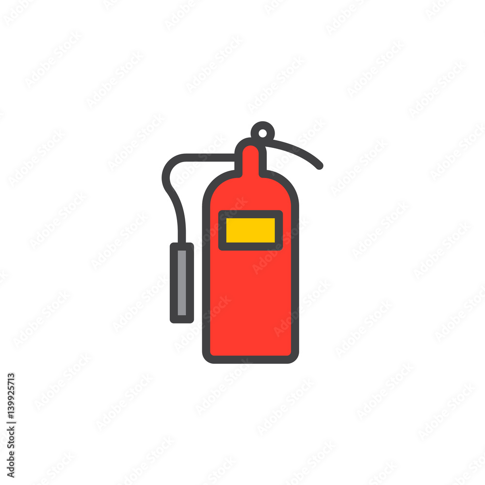 Fire extinguisher line icon, filled outline vector sign, linear colorful pictogram isolated on white. Symbol, logo illustration. Editable stroke. Pixel perfect Fire extinguisher line icon, filled outline vector sign, linear colorful pictogram isolated on white. Symbol, logo illustration. Editable stroke. Pixel perfect