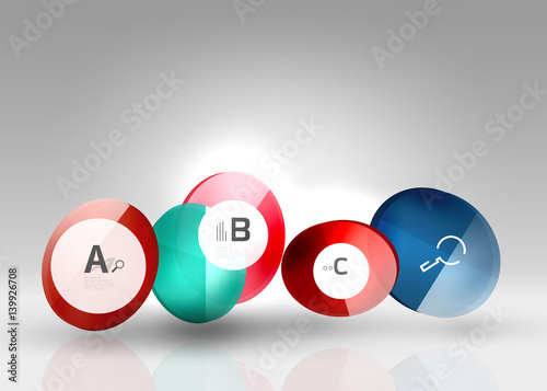 Shiny circles with text in 3d space