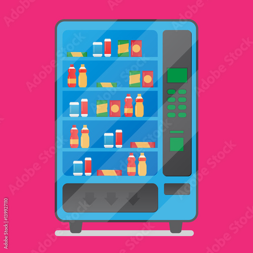 Vending machine with snacks and drinks vector