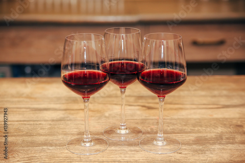 Wine glasses in restaurant