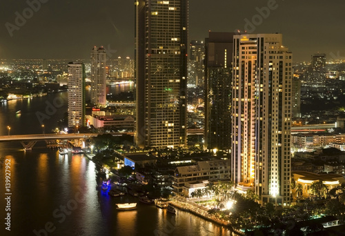 Modern city view of Bangkok, Thailand. Cityscape. © chokniti