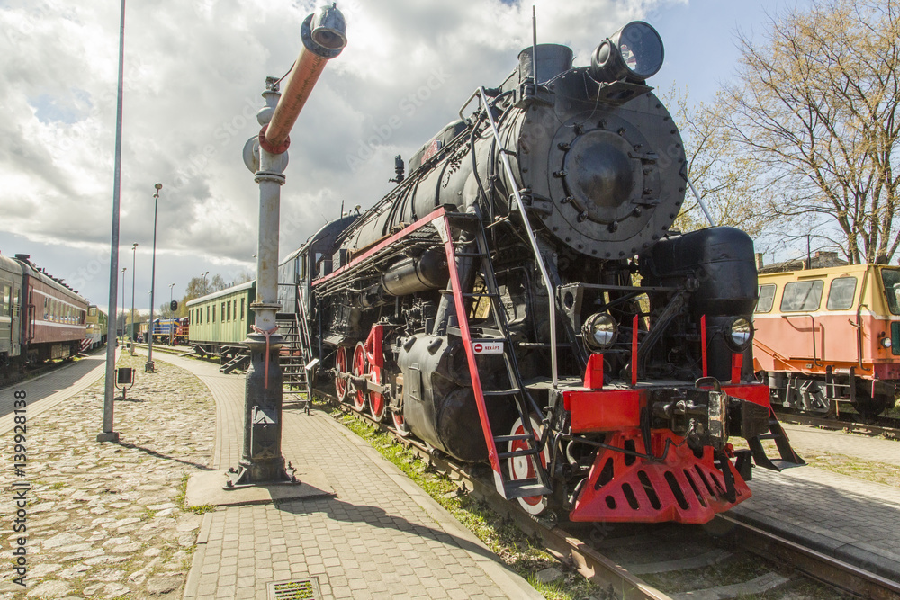 Obraz premium Steam locomotive. It was one of the many fast trains of the time