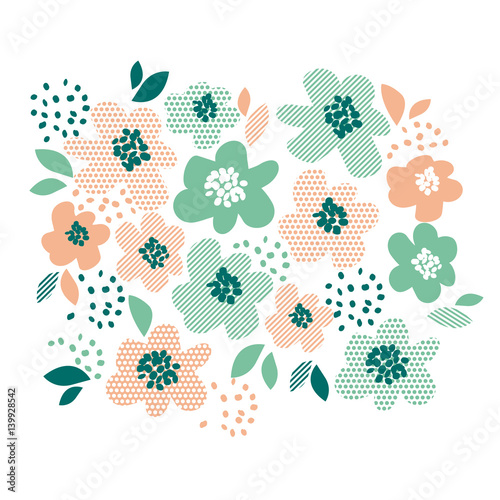 Simple pale color floral decorative design in geometry style. Spring flower element for card, invitation, wedding decoration, print. surface design.