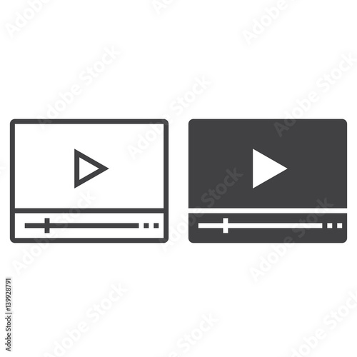 Video player line icon, outline and filled vector sign, linear and full pictogram isolated on white, logo illustration