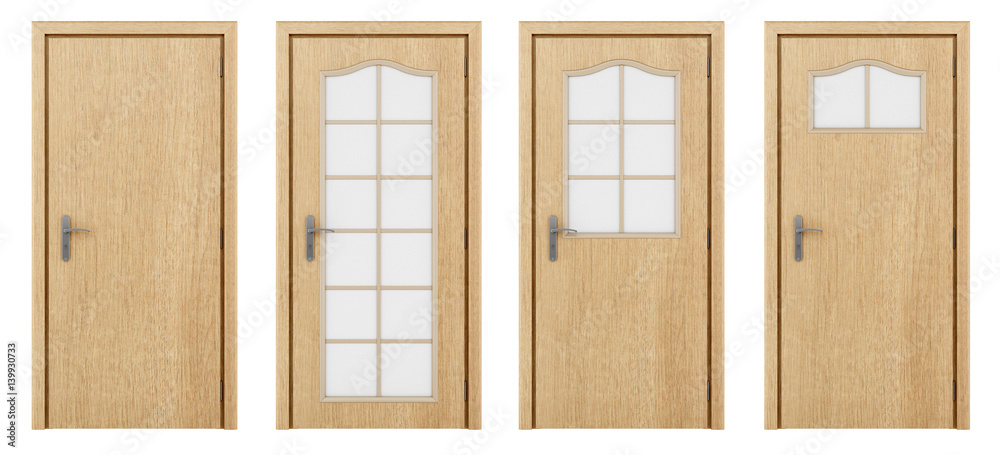 Naklejka premium wooden door isolated on white background
