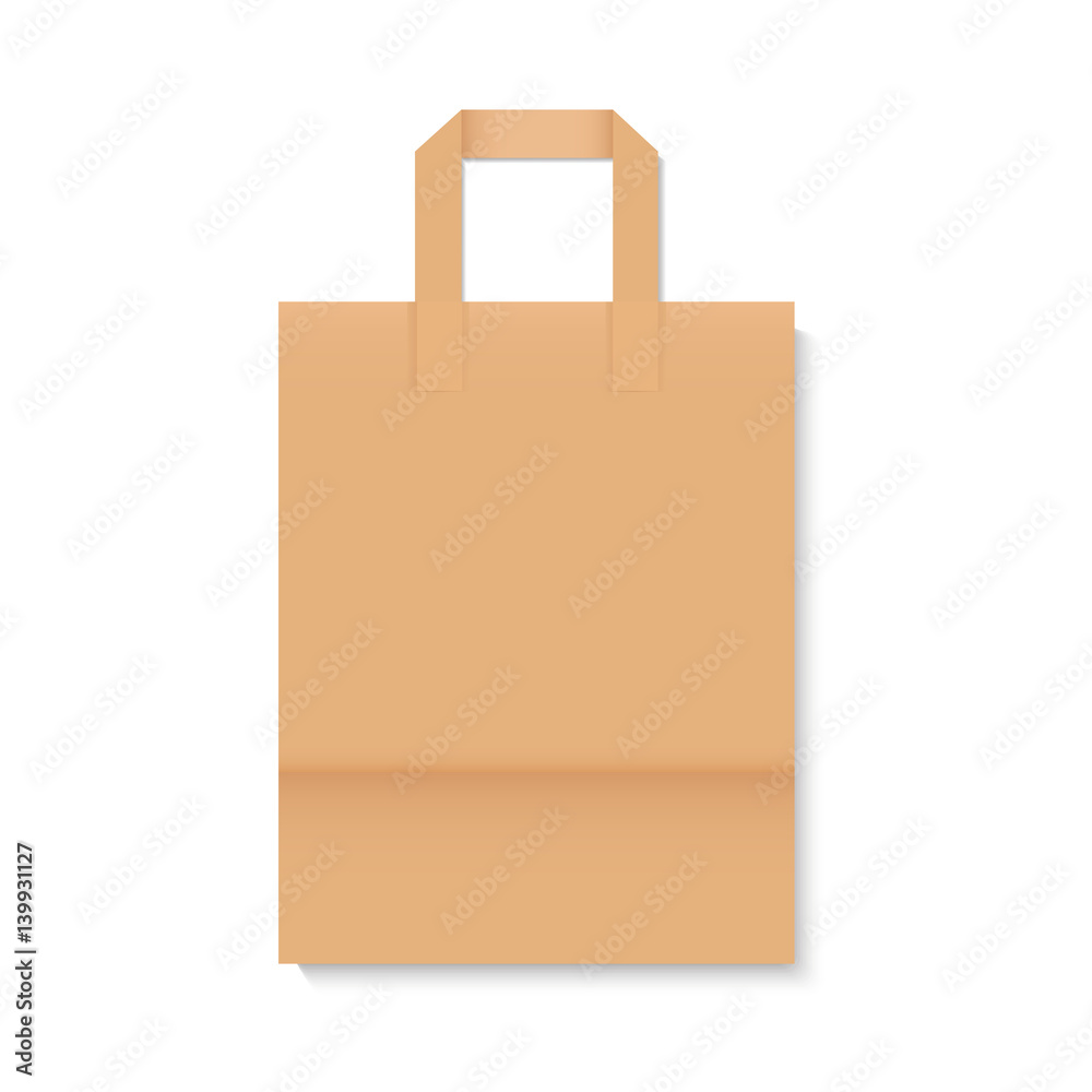 Blank realistic paper bag for recycle mockup. Vector illustration
Blank realistic paper bag for recycle mockup. Vector illustration
