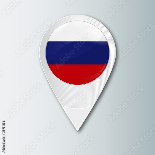 Free Download Pointer with the national flag of Russia in the ball with reflection. Tag to indicate the location. Realistic vector illustration. - GFXLoad