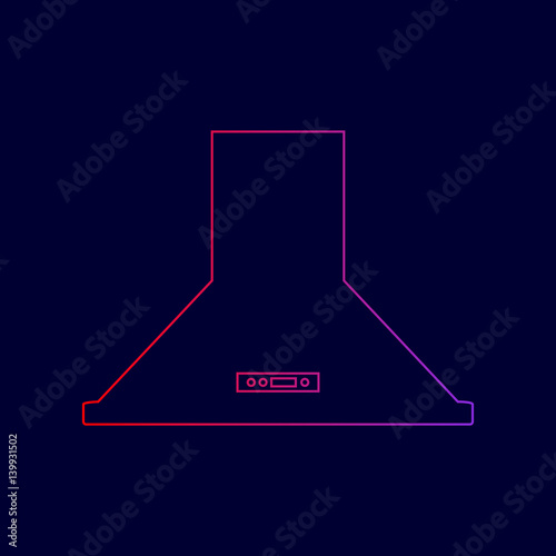 Exhaust hood. Kitchen ventilation sign. Vector. Line icon with gradient from red to violet colors on dark blue background.