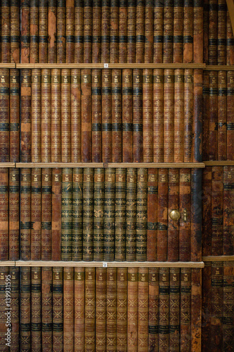 Secret door in an old librabry with antique books.