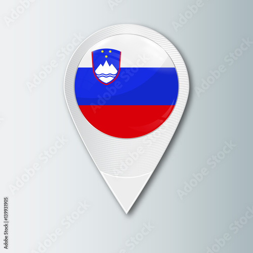 Free Download Pointer with the national flag of Slovenia in the ball with reflection. Tag to indicate the location. Realistic vector illustration. - GFXLoad