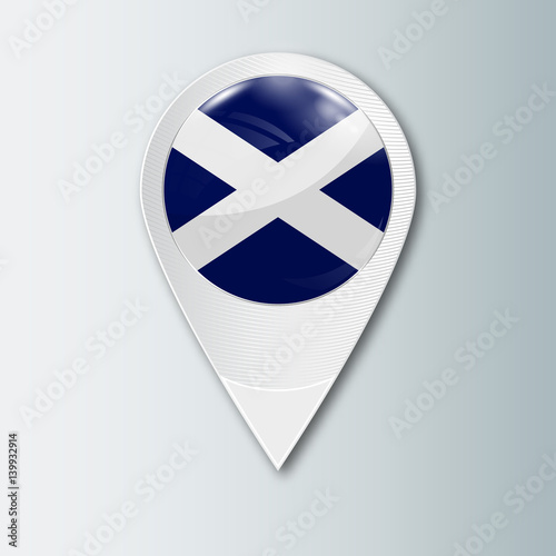 Pointer with the national flag of Scotland in the ball with reflection. Tag to indicate the location. Realistic vector illustration. Free Download Pointer with the national flag of Scotland in the ball with reflection. Tag to indicate the location. Realistic vector illustration. - GFXLoad
