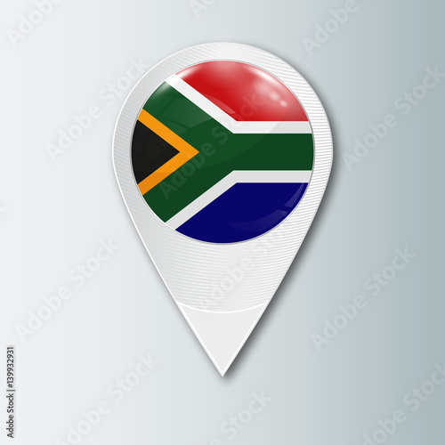 Pointer with the national flag of South Africa in the ball with reflection. Tag to indicate the location. Realistic vector illustration. Free Download Pointer with the national flag of South Africa in the ball with reflection. Tag to indicate the location. Realistic vector illustration. - GFXLoad