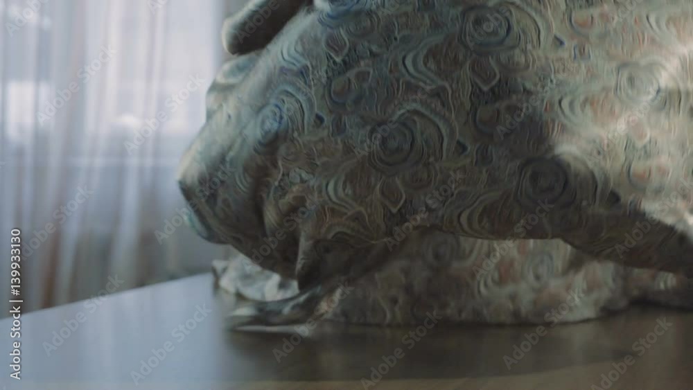 Fabric beautifully slow motion falls on the table. Female hands work with cloth. Beautiful fabric with a pattern. Slow motion Fabric beautifully slow motion falls on the table. Female hands work with cloth. Beautiful fabric with a pattern. Slow motion