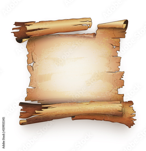 Paper scroll, old anicent parchment manuscript, scrolled