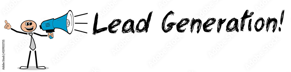 Lead Generation! / Mann mit Megafon Lead Generation! / Mann mit Megafon