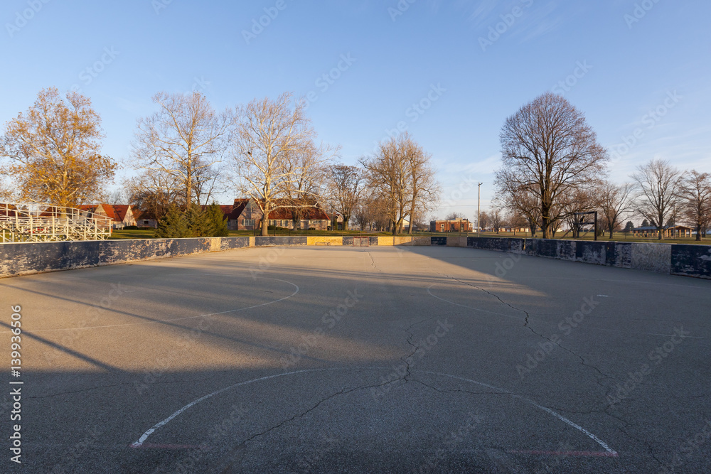 Sad scene: The roller rink in a city park will be empty until next spring.