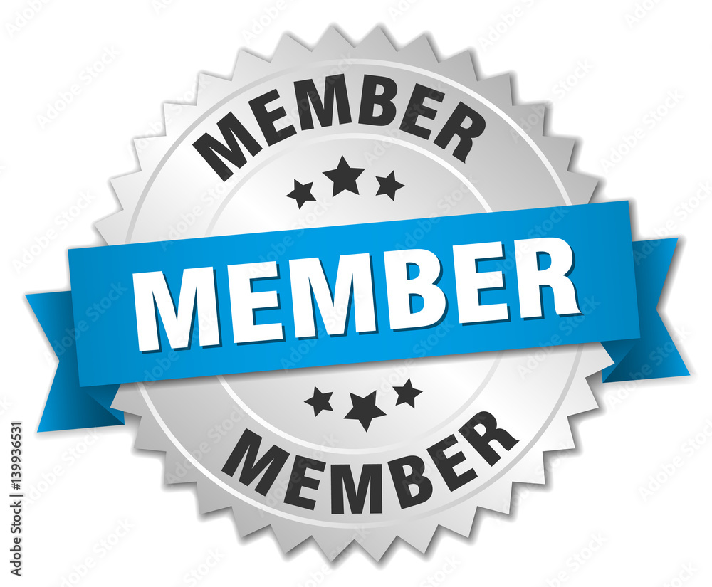 member 3d silver badge with blue ribbon member 3d silver badge with blue ribbon