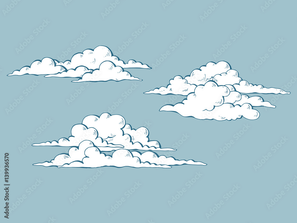 Set of cumulus clouds