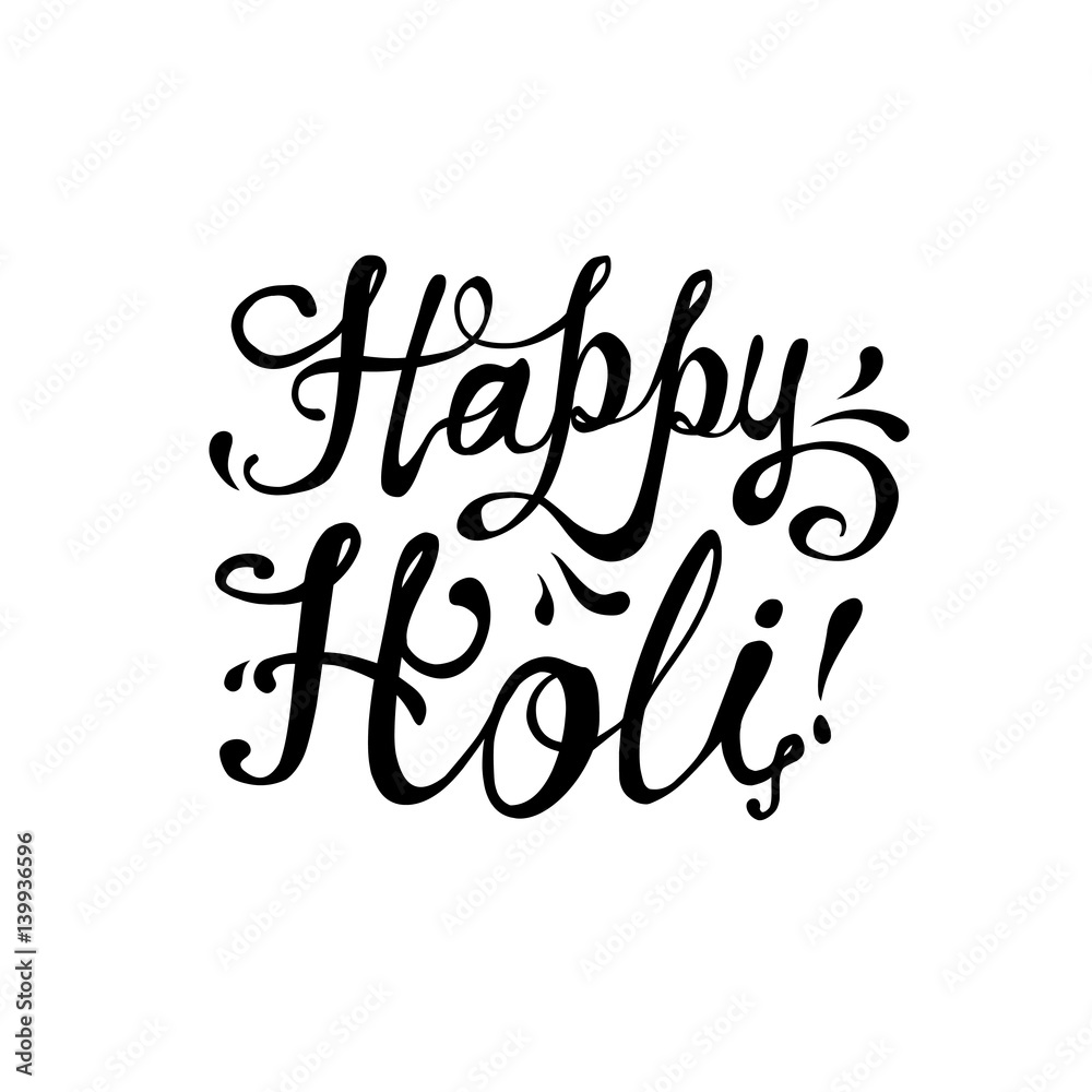 Happy Holi! Hand written inscription Stock Vector | Adobe Stock