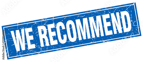 we recommend blue square grunge stamp on white