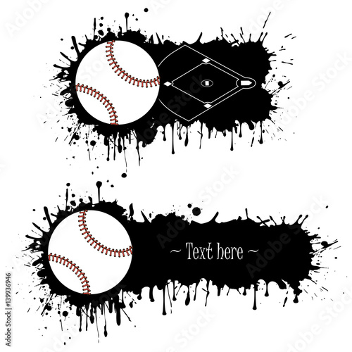 Photography Set of hand drawn grunge banners with baseball