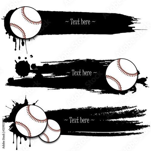 Set of hand drawn grunge banners with baseball