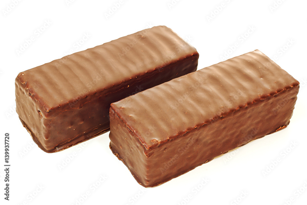 Two sweet chocolate coated waffles portion Two sweet chocolate coated waffles portion